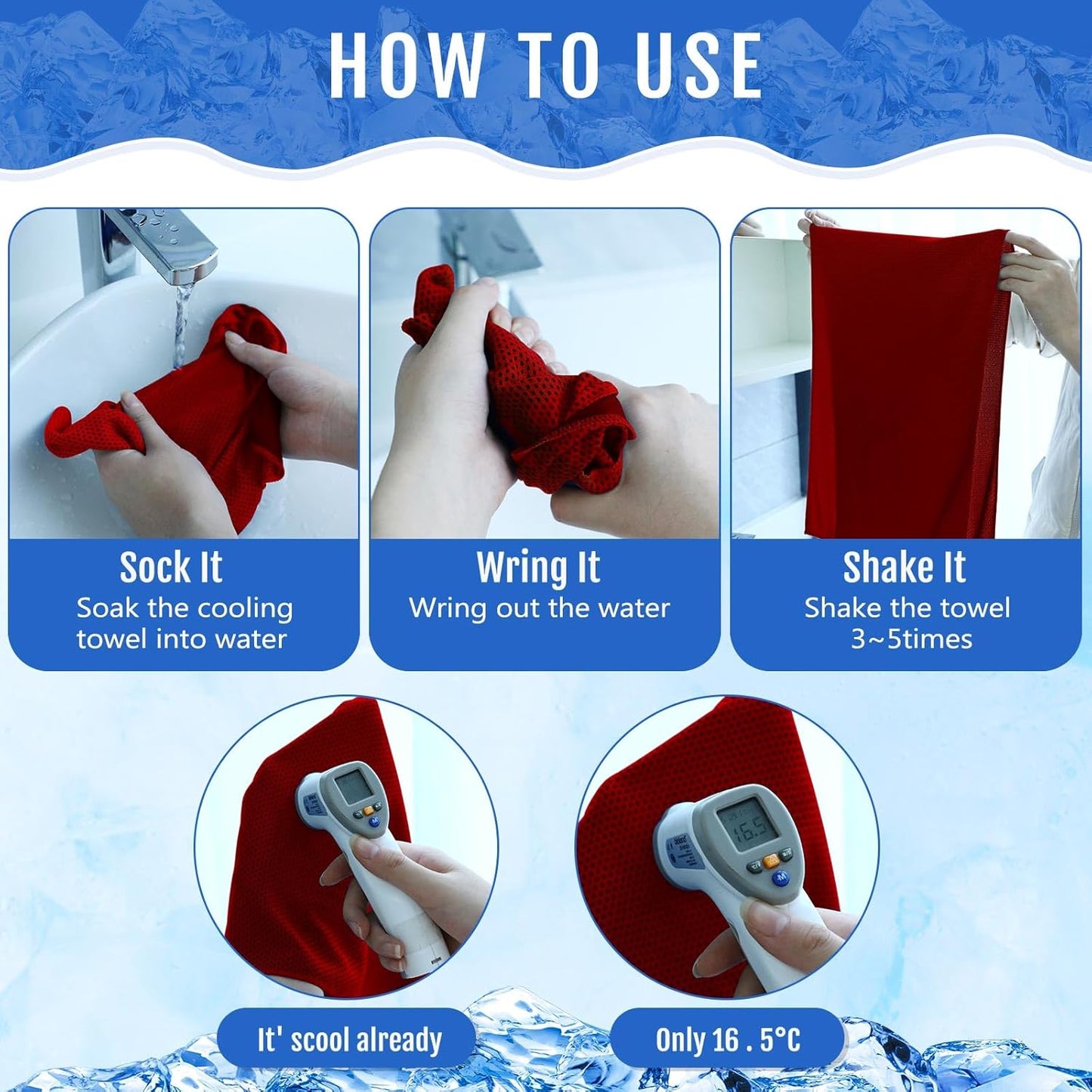 Hosuly 30 Pack Cooling Towels, 40"x12" Ice Breathable Soft Chilly Sweat Rag Microfiber Workout Rags for Gym Cooling Towels for Neck and Face for Yoga Golf Sport Running