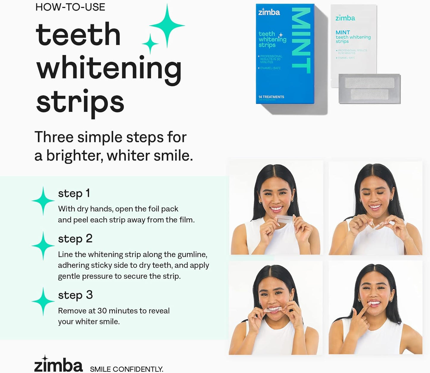 Zimba Watermelon Flavored Teeth Whitening Strips | Vegan, Enamel Safe Hydrogen Peroxide Teeth Whitener for Coffee, Wine, Tobacco, and Other Stains | 14 Day Treatment | Watermelon