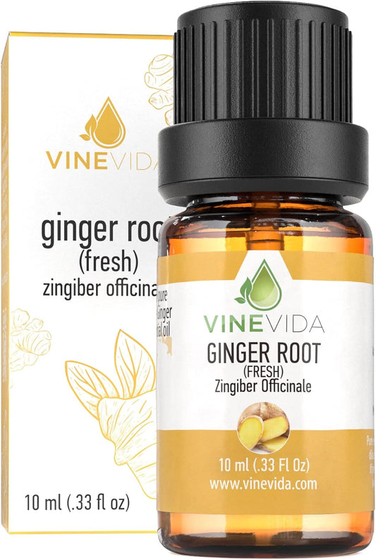 VINEVIDA Fresh Ginger Root Essential Oil 10 mL - Undiluted Candle Scent DIY Scents for Candlemaking Soap Making Safe Skin,0.33 Fl Oz 1.33 Ounces