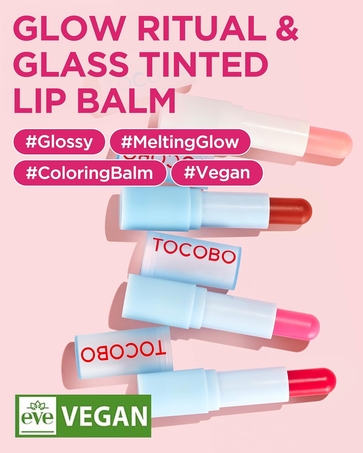 TOCOBO Glass Tinted Lip Balm 013 Tangerine Red 0.67 oz /19g | Glow Moisturizing Vegan Lip Balm & Vivid Tinted Transparent Color