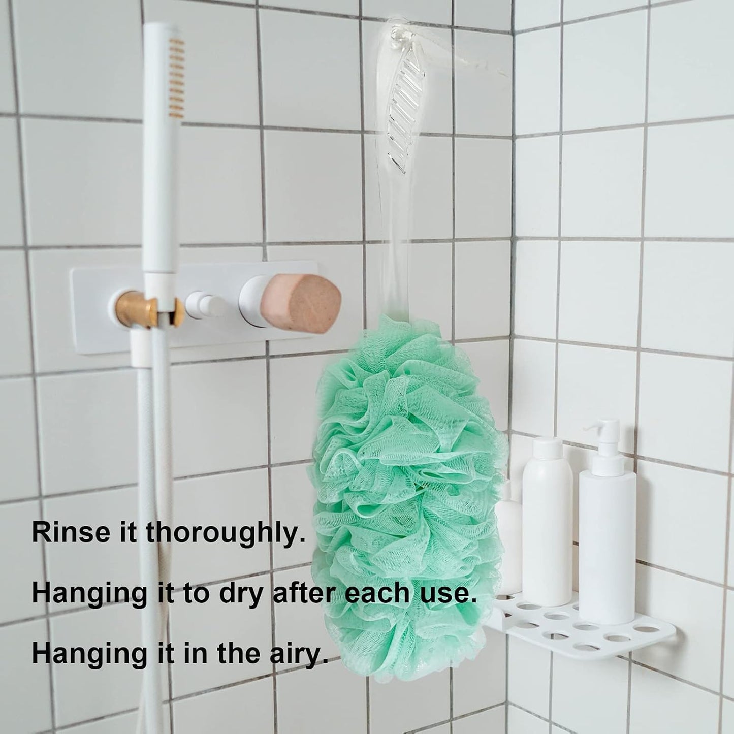 PPHAO - Back Bath Brush - Loofah Sponge Scrubber - Bath Brush Long Handle for Shower - Loofah Exfoliating for Men - Shower Loofah for Women - Green Loofah - 1Pack