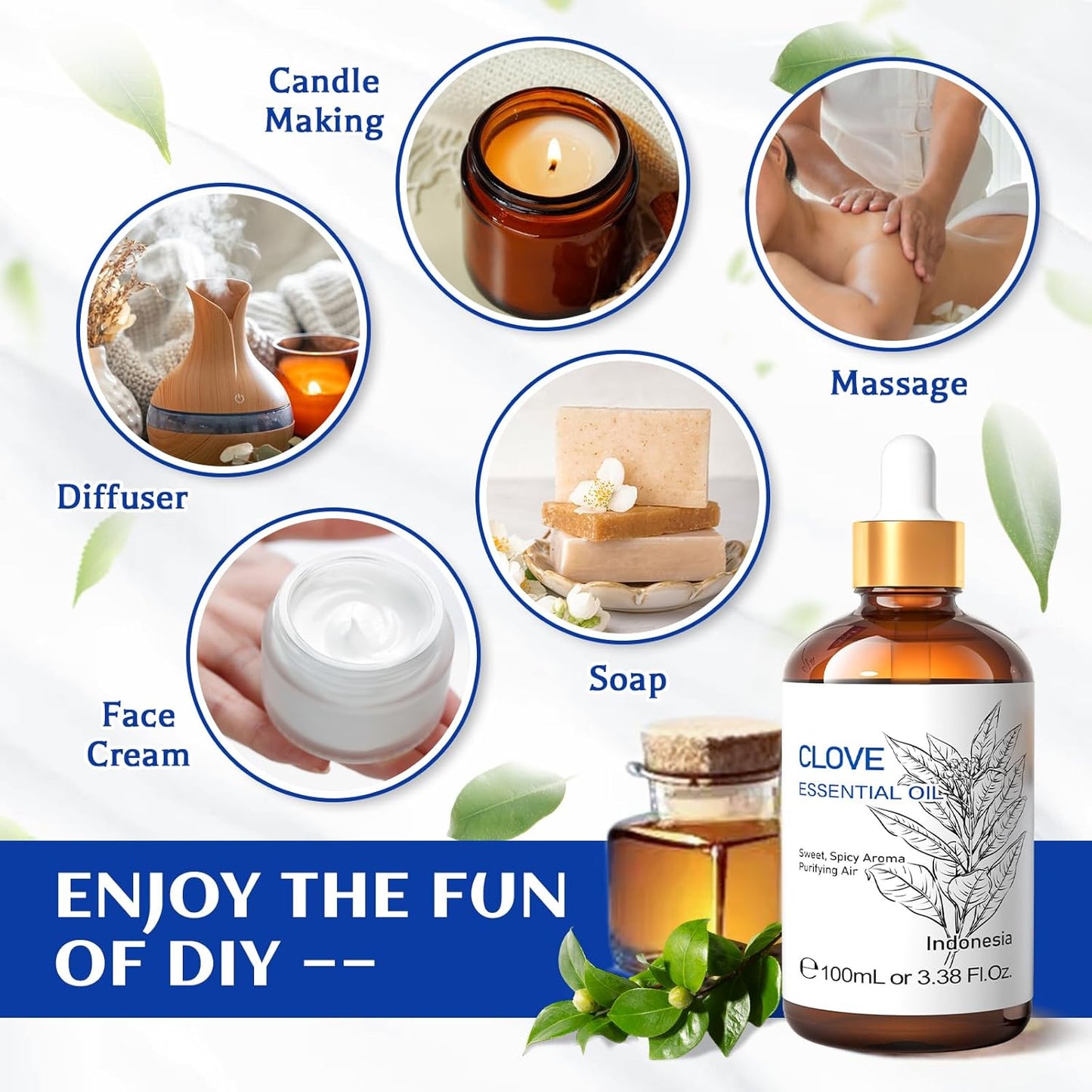 HIQILI 100ML Clove Oil for Teeth and Gums, Tooth Aches, Spray, Aromatherapy, 100% Pure Natural - 3.38 Fl Oz