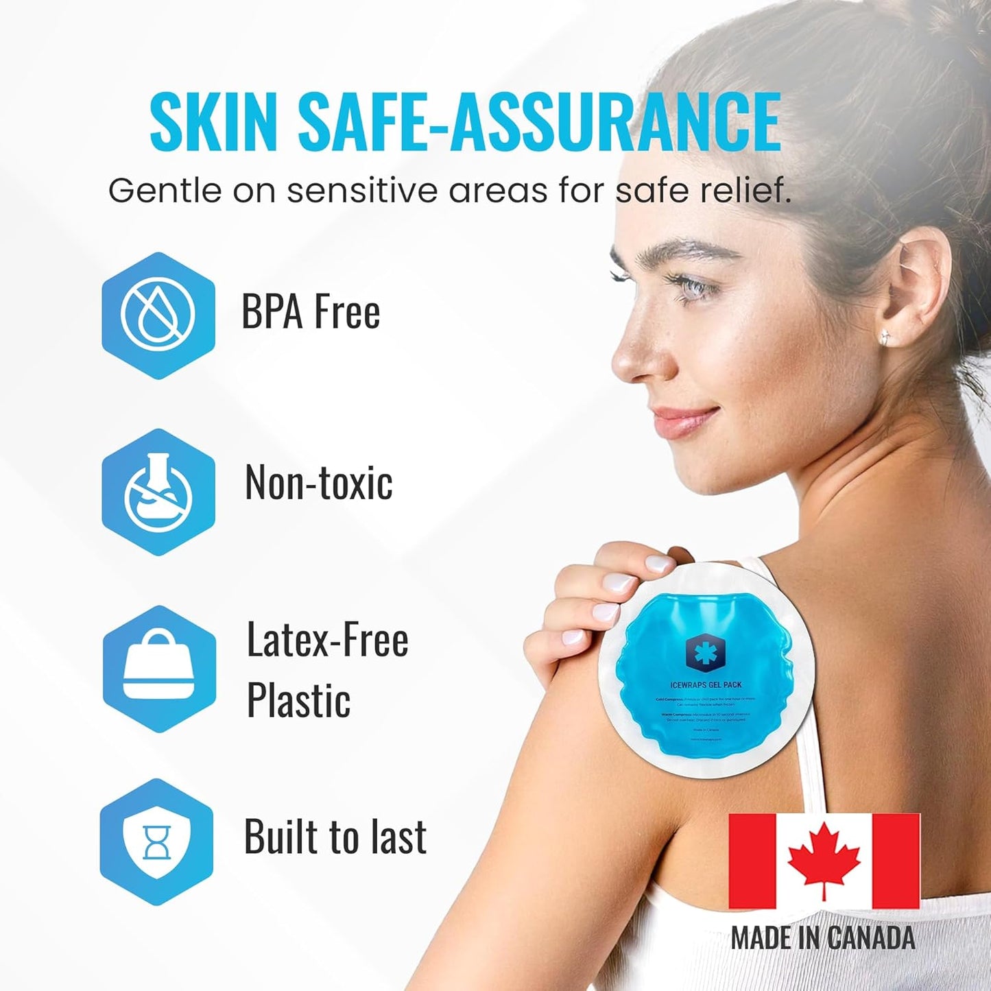 ICEWRAPS Round Ice Packs for Injuries Reusable, Hot and Cold Gel Ice Packs for Injuries, Hot and Warm Compress Soft & Flexible, Fast Relief & Recovery - Pack of 5 - Blue