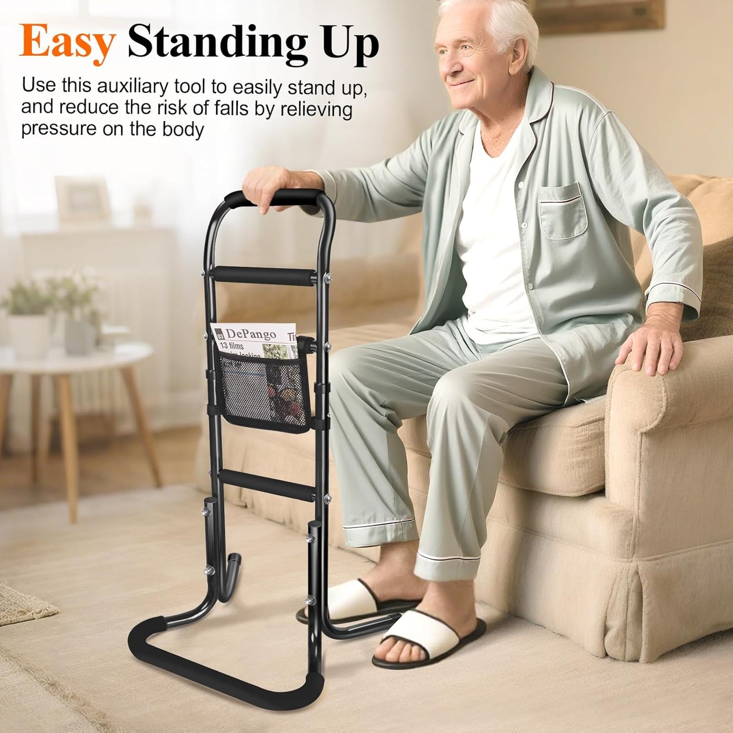 Stand Assist Aid for Elderly, Aluminum Alloy Standing Aids & Supports for Rising from Chair Couch, Sturdy Chair Lift Assist Grab Bar for Seniors Disabled Handicap Adults, Height-Adjusted