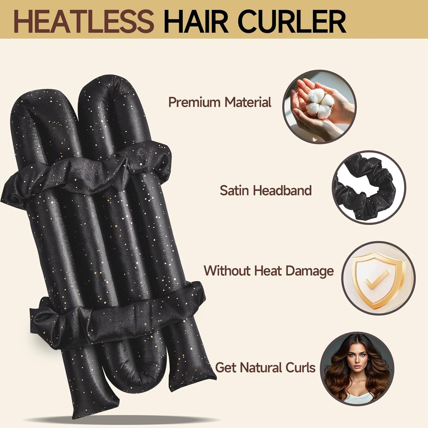 Satin Heatless Curling Set - Hair Rollers for Curls Heatless Hair Curlers & Hot Rollers Hair Curlers to Sleep in Curling Rod Headband Curler (Dreamy Starry Sky)