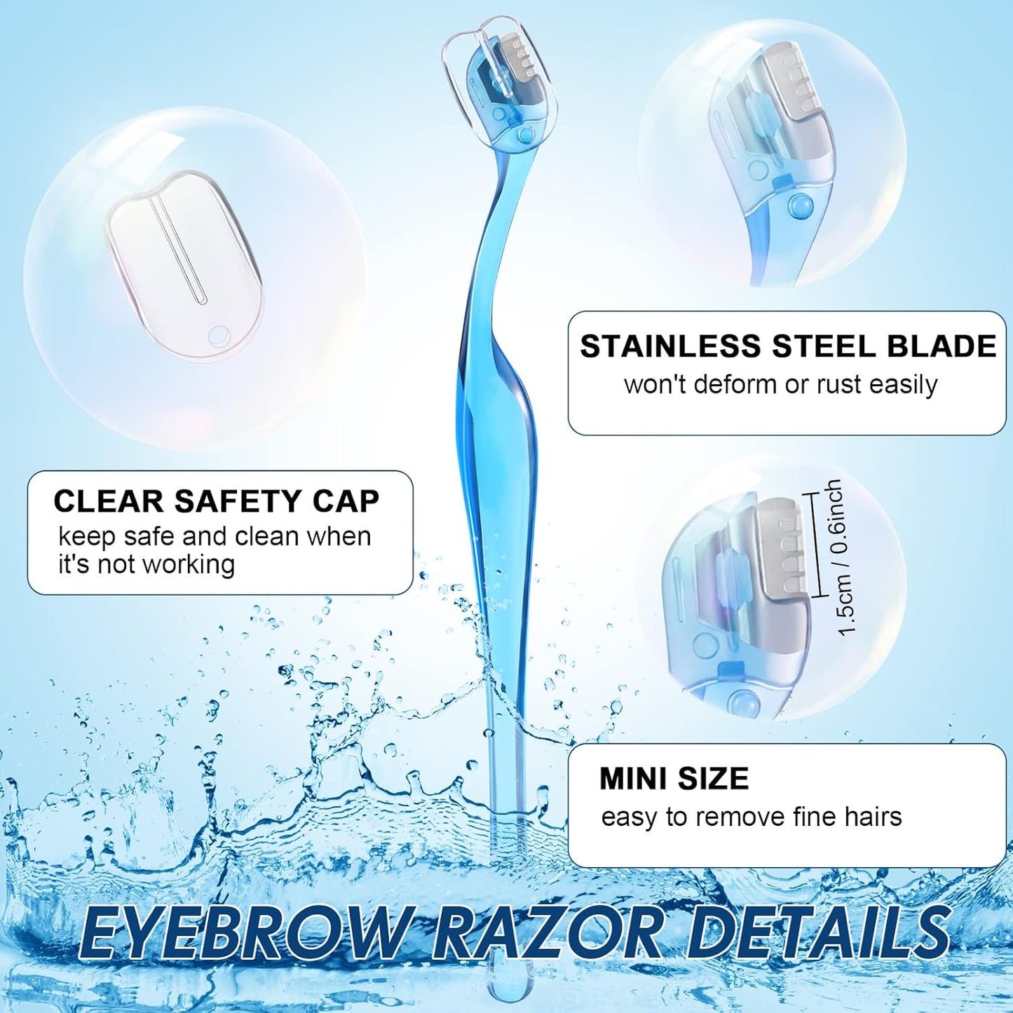 6Pcs Eyebrow Razor Mini Eyebrow Razor Trimmer Female Face Shaver Lip Hair Remover with Precision Cover Small Shaver for Women Makeup Face Care Tools(Blue, Pink, Black)