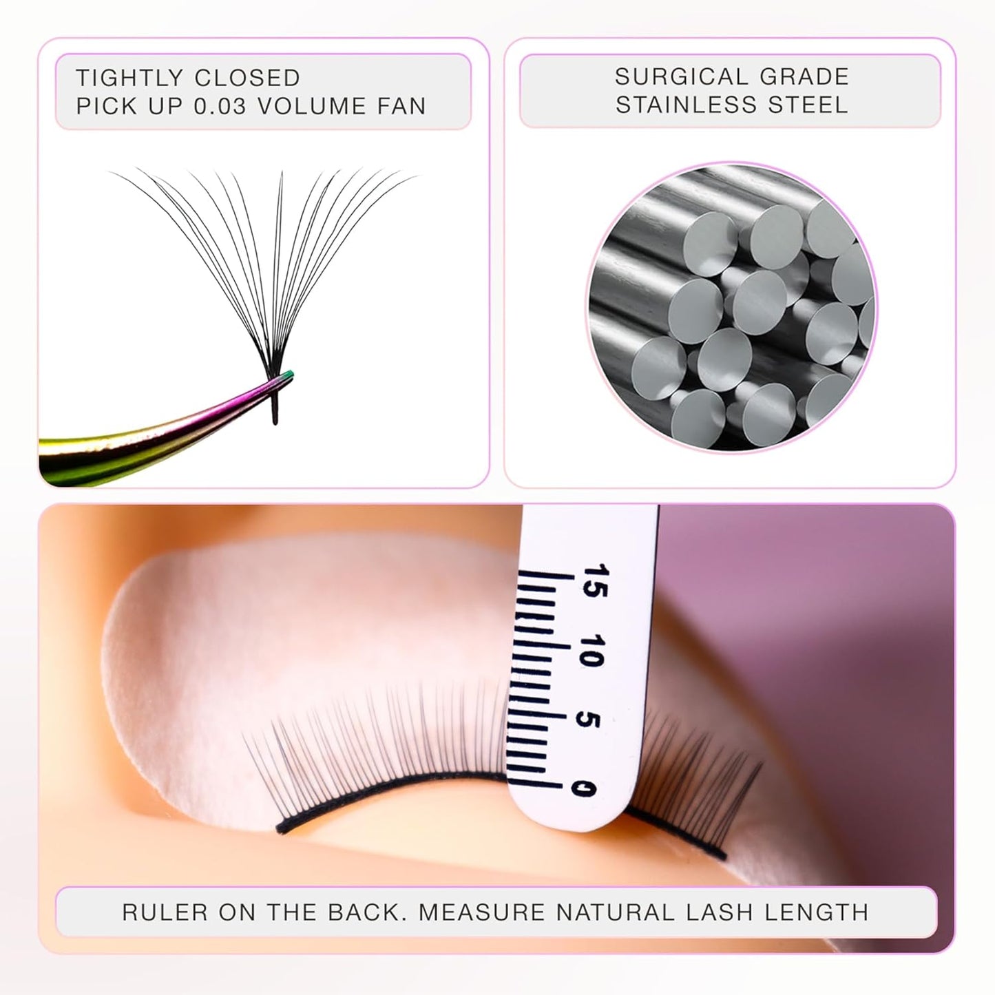 Curacoro Lash Tweezer - Professional & Precision Fiber Tip Grip Lash Tweezers for Eyelash Extensions, Multi Shapes & Purposes Tweezers for Volume, Isolation & Classic Lashes (Gold, Volumizer)