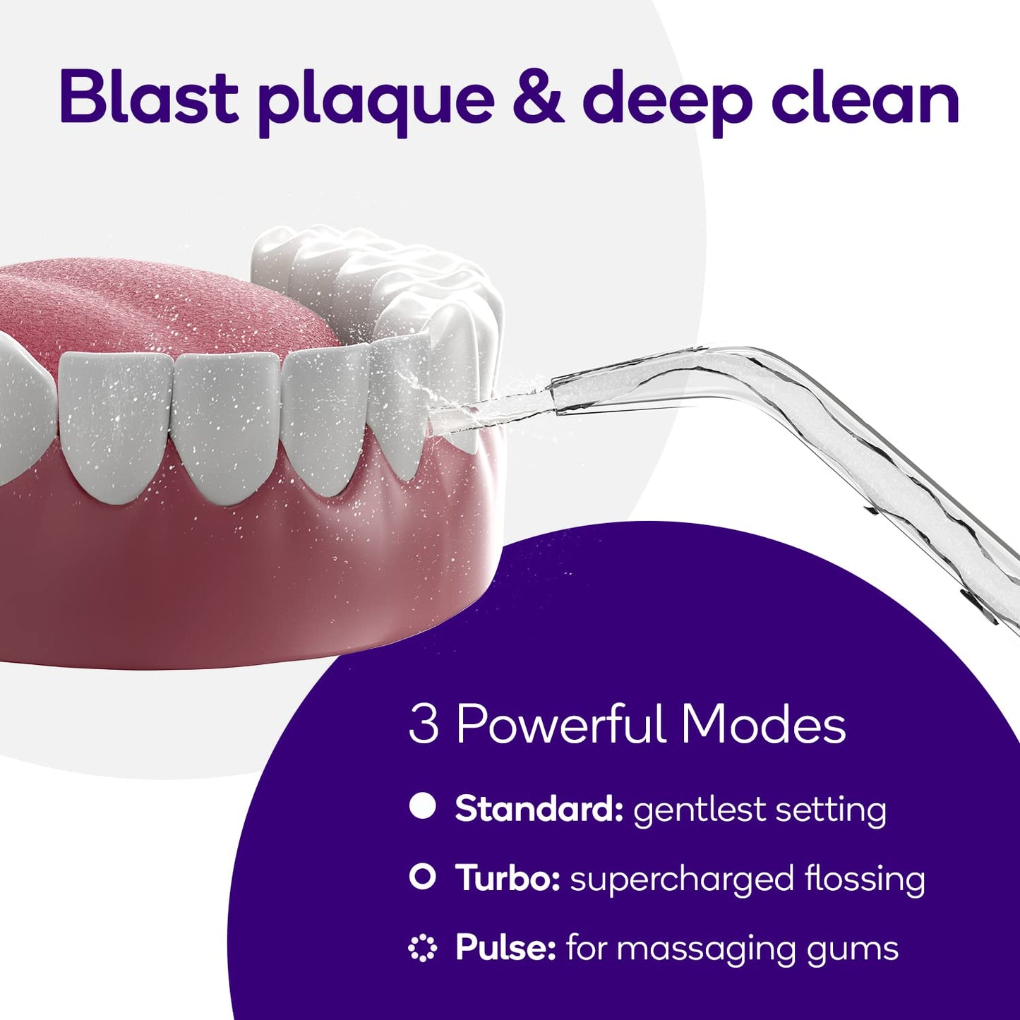 Burst Electric Water Flosser for Teeth Cleaning (3 Modes/Rose Gold) | Cordless | Plaque Removal Between Braces & Dental Work | Portable Floss | Refillable 110mL Tank