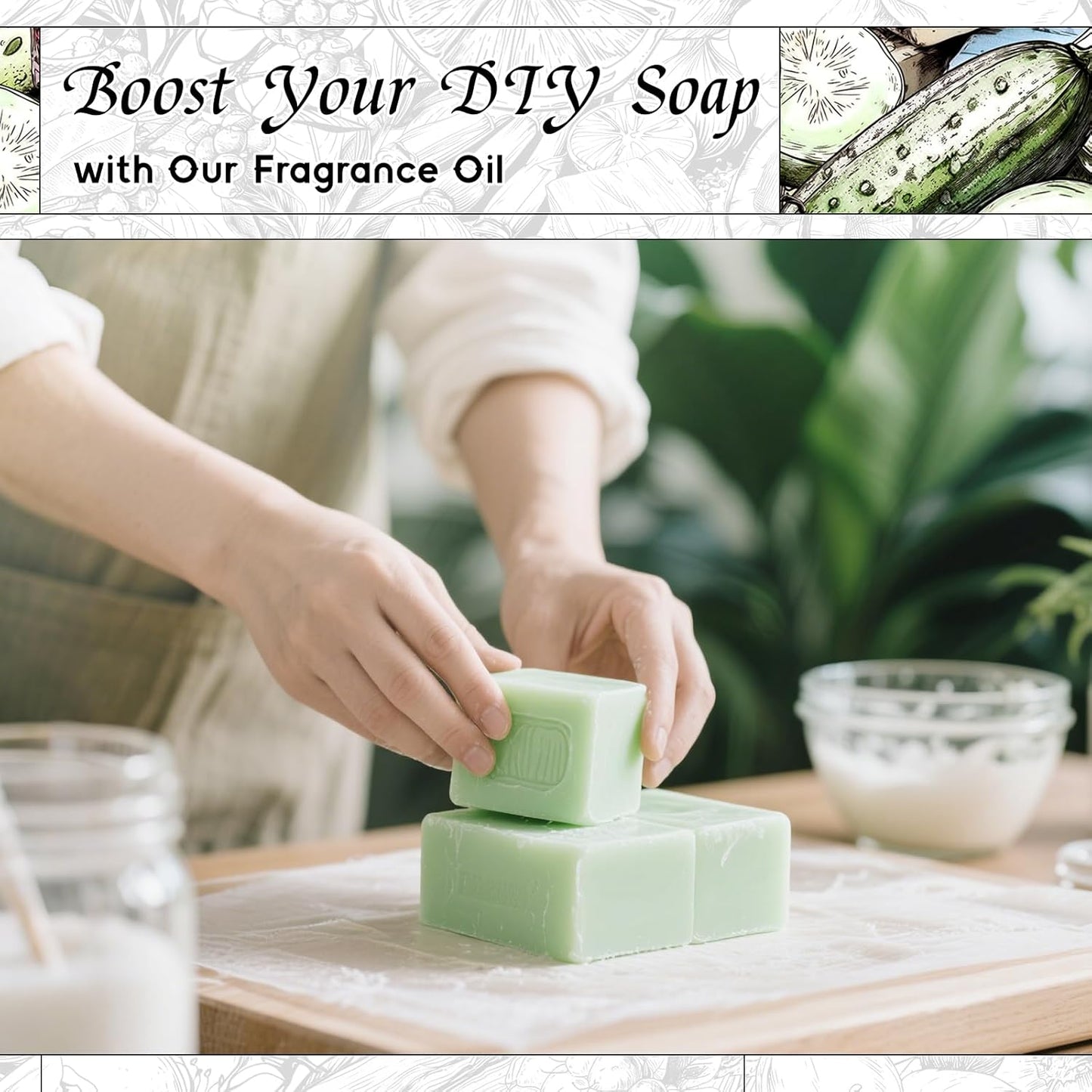 HIQILI Cucumber Fragrance Oil for Diffuser Use, Fresh Scents for DIY Soap, Body Spray, Candle Supplies for Candle Making - 1 Fl Oz