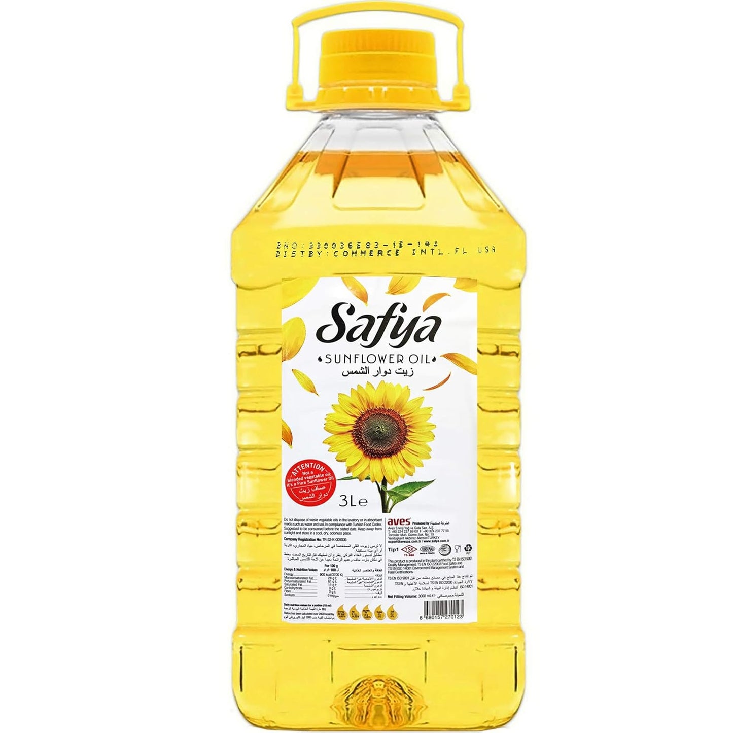Safya - 100% Pure Sunflower Oil, (3 L) 101.4 Fl Oz