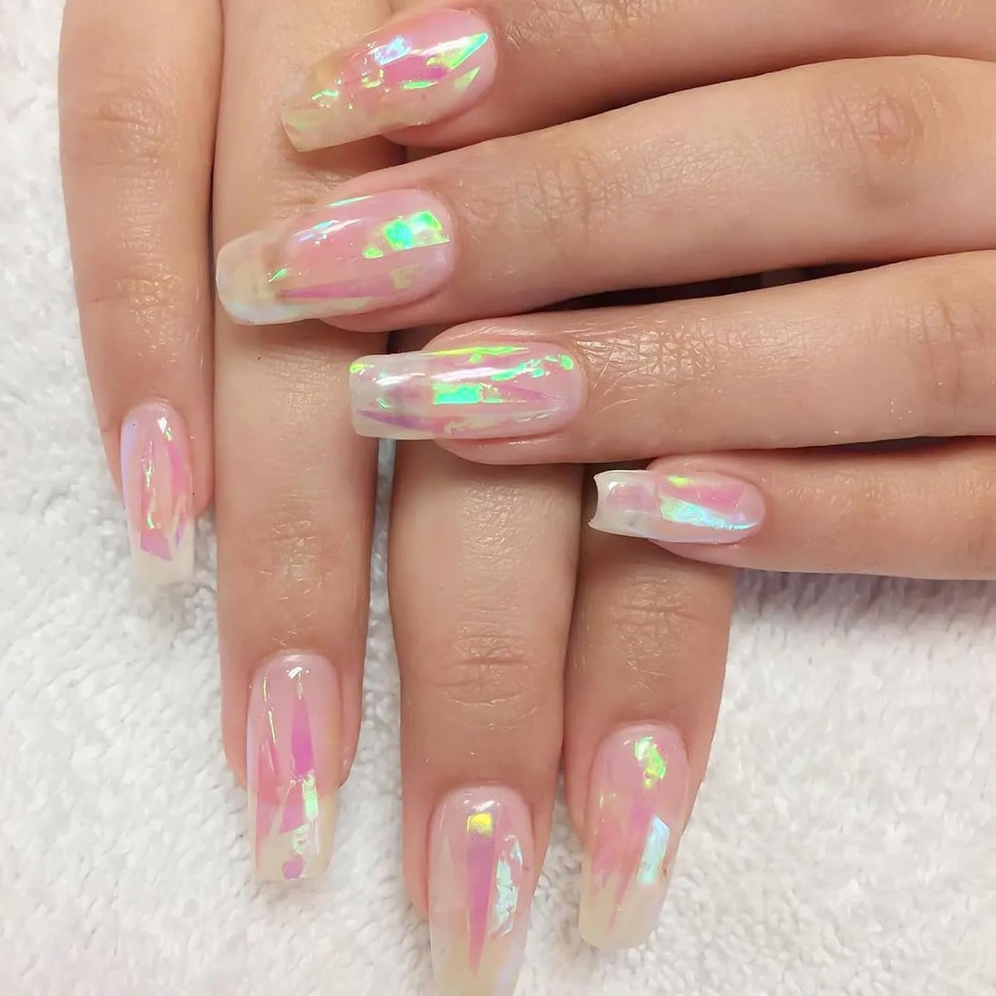 10 Sheets Holographic Nail Art Foil Transfer Stickers - Metallic Color Print Nail Decals 3D Self-Adhesive Stickers DIY Manicure Decoration Kit