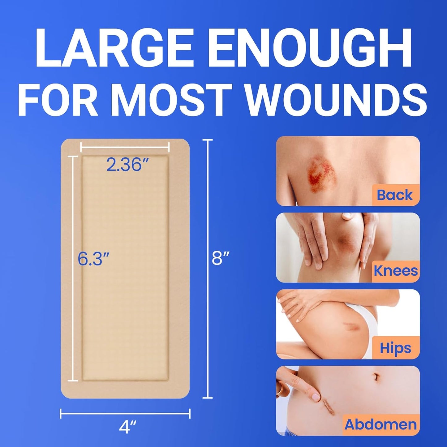 Large Waterproof Bandages 4X4 Silicone Foam Dressing for Sensitive Skin Wound Care, Adhesive Cohesive Pad with Border for First Aid, Post Surgical and Burn, Pressure, Scar Healing (5 PCS)