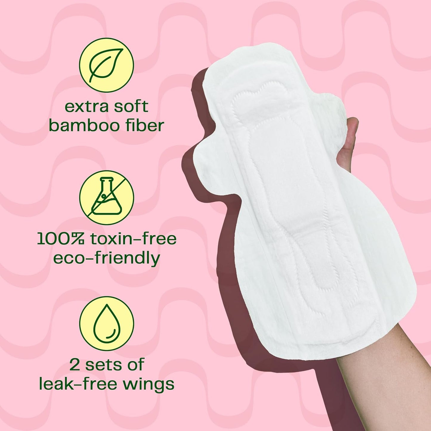 Viv for Your V Bamboo Organic Overnight Pads for Women | Soft, Absorbent Sanitary Pads with Wings for Women Overnight | Unscented, Earth-Friendly | Postpartum Gift | Super Absorbency (12 Pack)