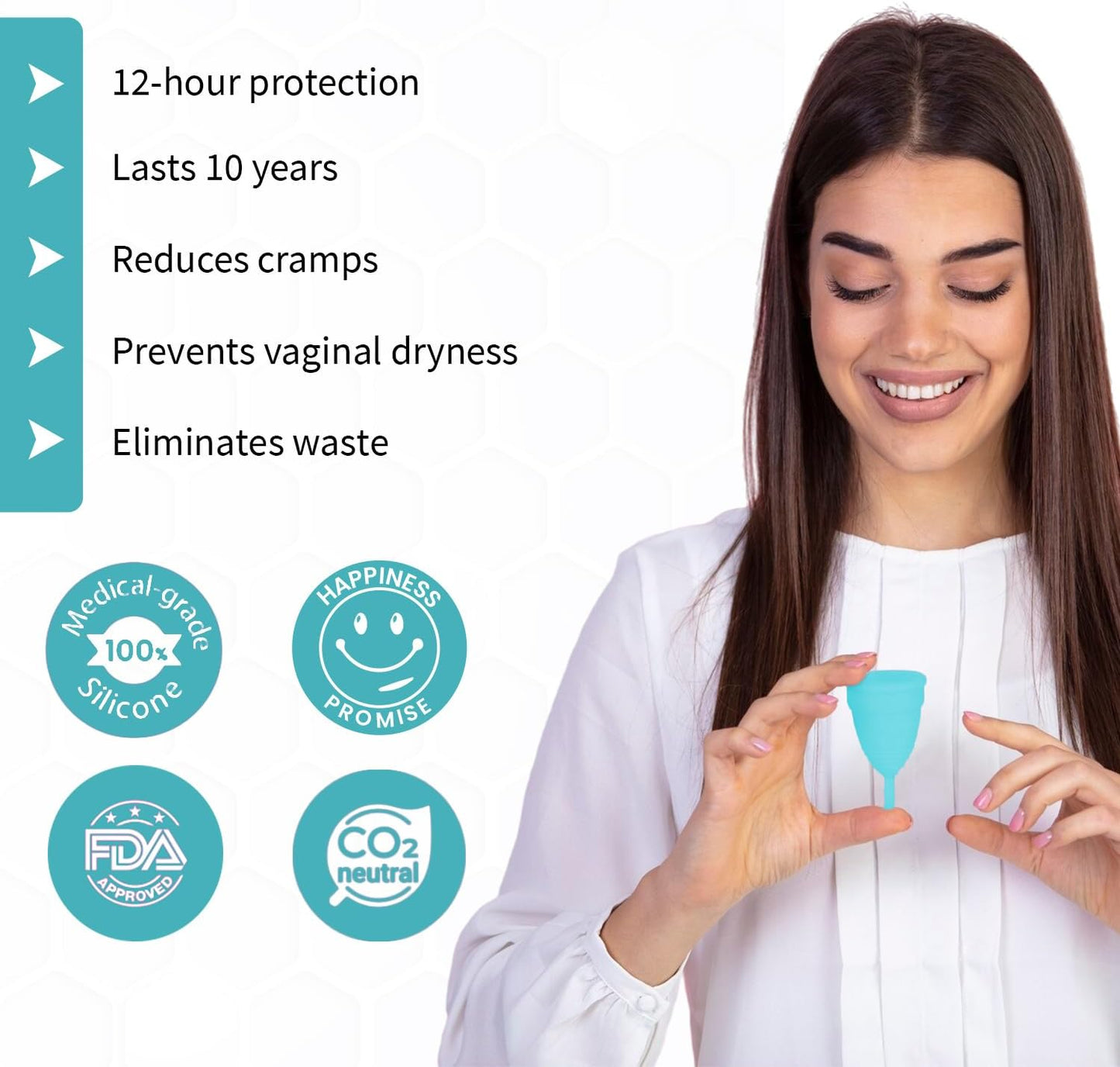 Angel's Peel Lounge Menstrual Cup for Women - 100% Medical-Grade Leak-Free Soft & Flexible Silicone Cup - 12 Hour Leak Protection Eco-Friendly & Reusable Period Cups for Women - Blue - Extra Small