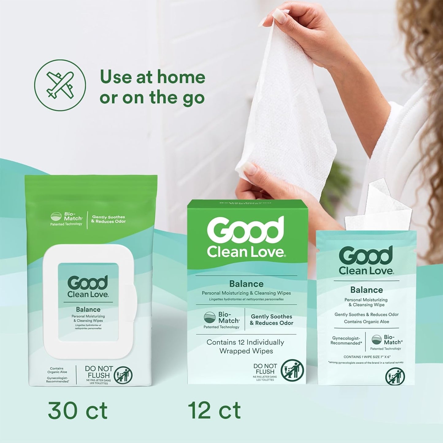 Good Clean Love Balance pH-Balanced Feminine Wipes, Supports Vaginal Health Naturally & Reduces Odor, Non-Irritating Moisturizing & Cleansing Hygiene Product Made with Organic Aloe, (24 Count)