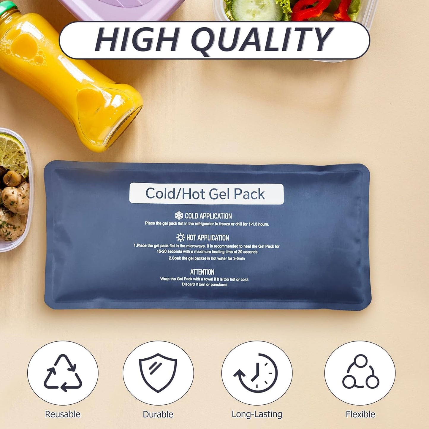 Hot & Cold Gel Packs for Pain Relief 12x16 Inch Ice Packs Reusable Blue Cold Packs for Swelling, Bruises, Injuries, Surgery, Toothache