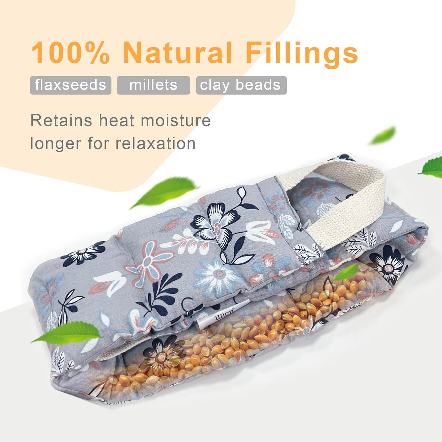 UNCN Long Wide Heating pad for Neck and Shoulders Back 33 * 5.9" microwavable Large Moist Heat Pack Warm hot Compress Neck wrap Weighted Bag Massage Reusable Herbal Nature Calming Portable 1.95Pounds