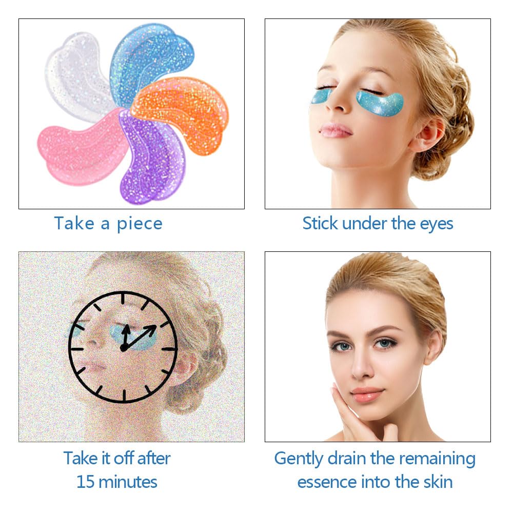 Under Eye Patches for Puffy eyes, 10Pairs eye gel pads for Dark Circles and Puffiness, Hyaluronic Acid Eye Pads for Wrinkles Anti Aging Eye Bags Moisturizing, Natural Plants vitamin C Gifts for Women