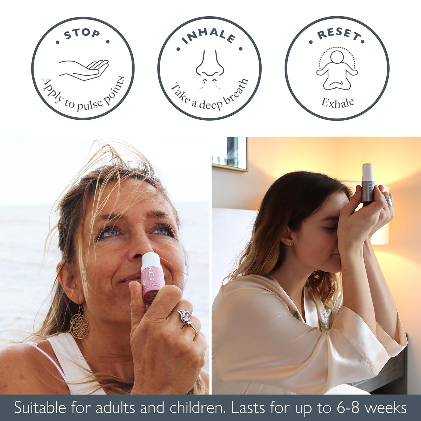 Scentered Aromatherapy Balm Stick Duo for Sleep & Emotional Balance - Roll On Essential Oil Blends of Rose, Lavender, Ylang Ylang - Aromatherapy Gifts for Women - Sleep Well & Love