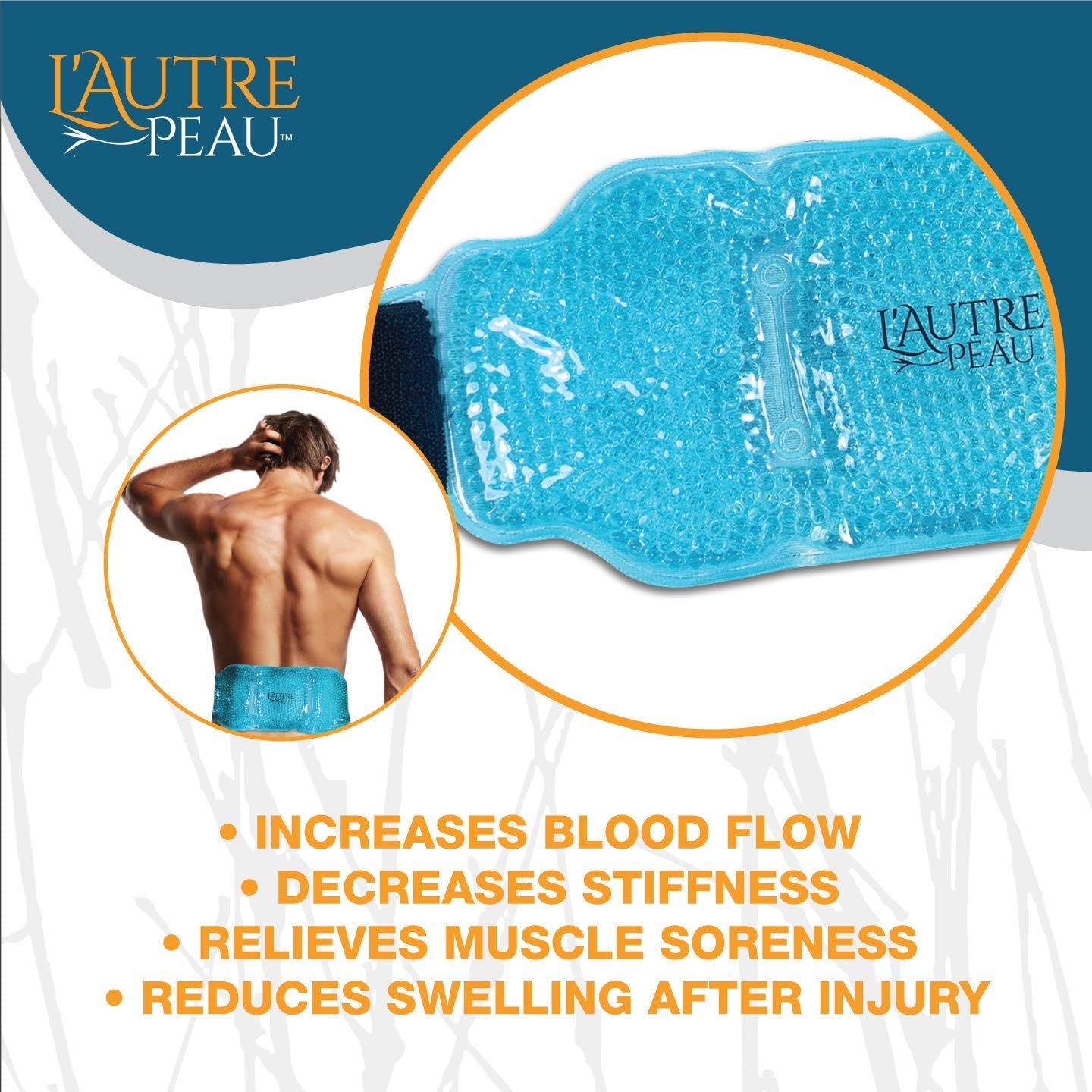 USA Merchant | Hot/Cold Plush Lower Back Gel Bead Wrap | Freeze Therapeutics by L'AUTRE PEAU | Relief for Tension, Injuries, Swelling, Aches, Bruises, Muscle Pain, Stress Relief, Strain & Stiffness