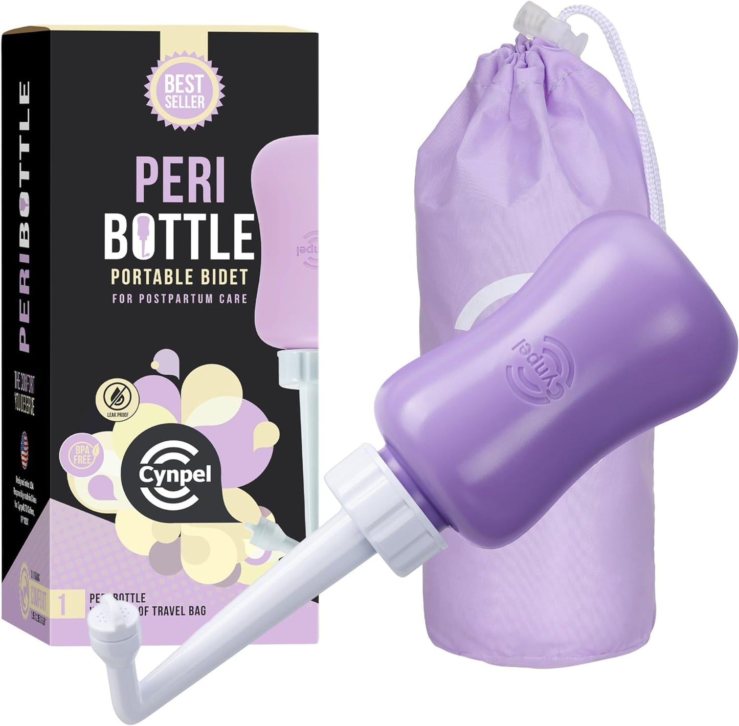 Peri Bottle - Portable Travel Bidet for Men or Women - Labour and Maternity Hospital Bag Essentials - After Birth Recovery Tools for Postpartum Mum - Perineal Spray Bottle