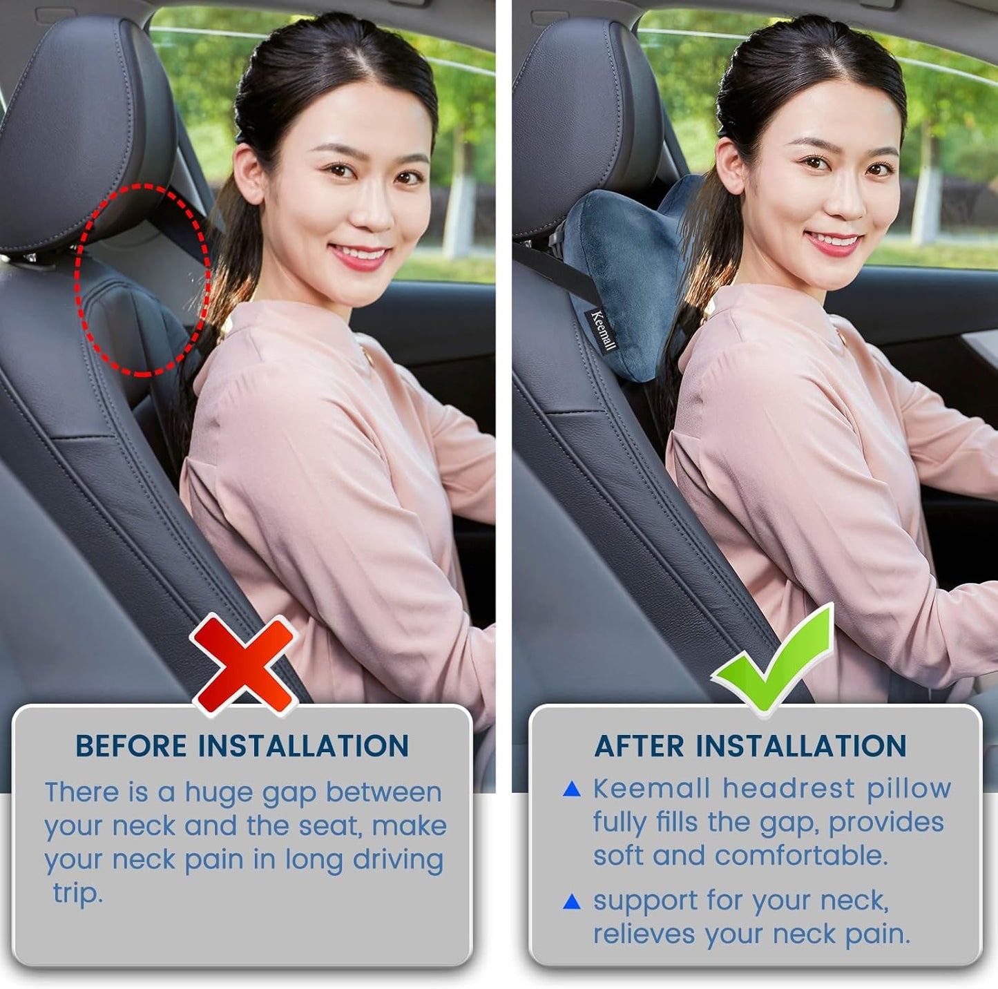 Inflatable Car Neck Pillow - 2 Pack Soft Headrest Cushion for Driving Office Camping, Inflatable Travel Neck Pillow for Car or SUV, Boost Your Driving Comfort, Fits All Vehicles