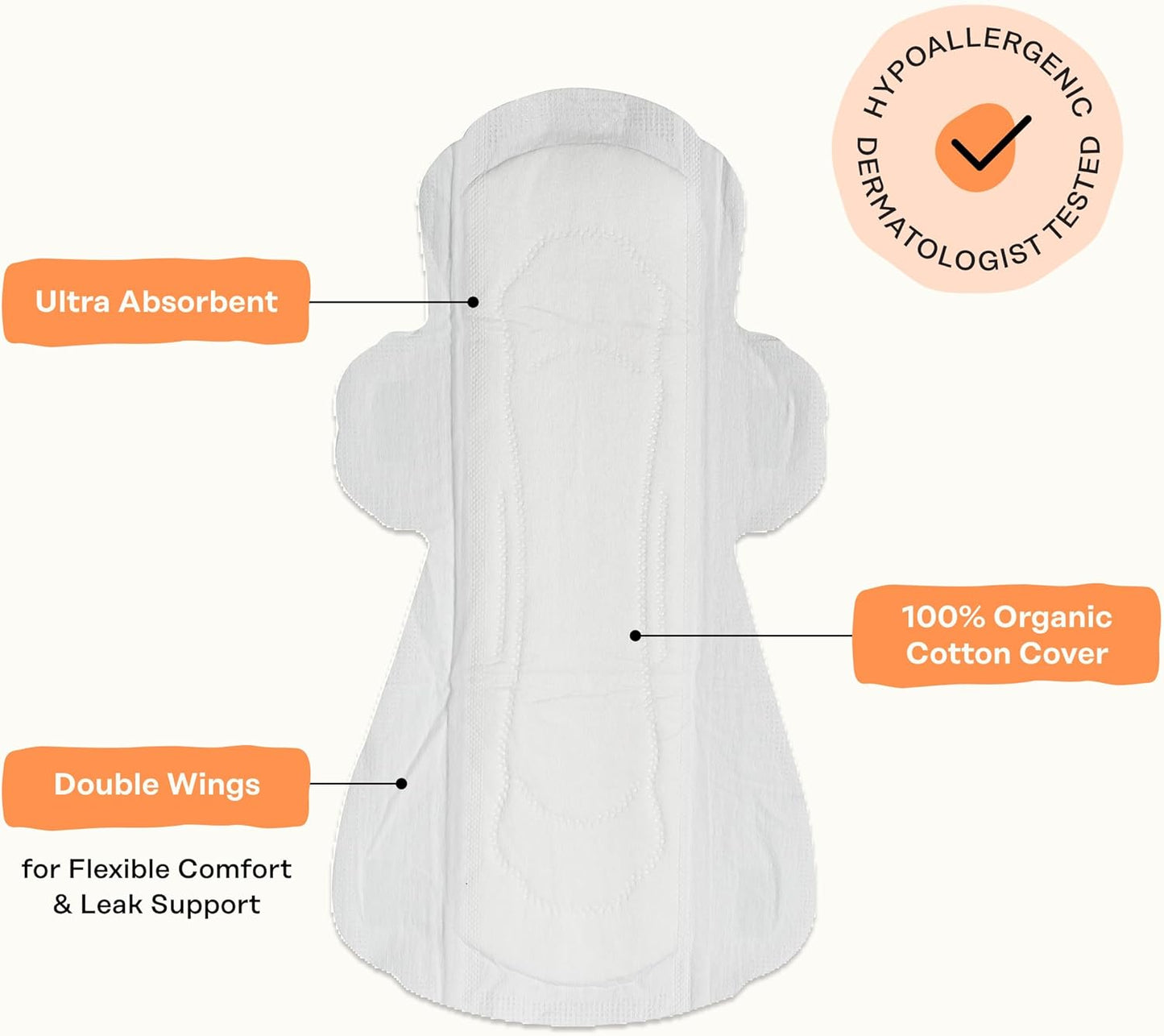 The Honey Pot Company - 64ct - Sanitary Pads for Women - Non-Herbal Super w/Wings - Organic - Cotton Cover, & Ultra-Absorbent Pulp Core - Feminine Care