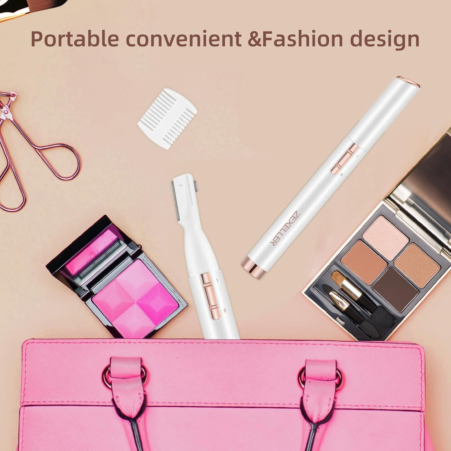 Upgraded Eyebrow Trimmer, Precision Facial Hair Trimmer with Comb, Battery Operated Painless Electric Eyebrow Razor Facial Hair Remover Face Chin Neck, Upper-Lip, Peach-Fuzz