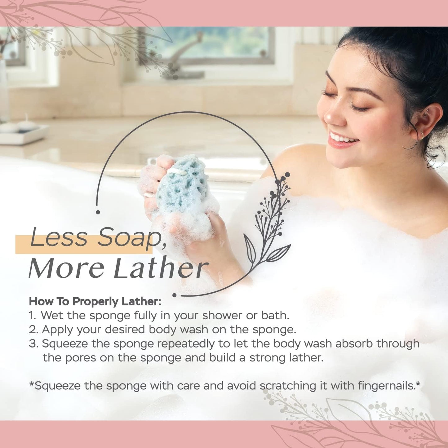 Spongentle Deep Cleansing Body Loofah Sponge, Natural Colors, for Bath and Shower, Multiple Textures for Gentle and Deep Exfoliation, Generous and Rich Lather, (Pack of 2)