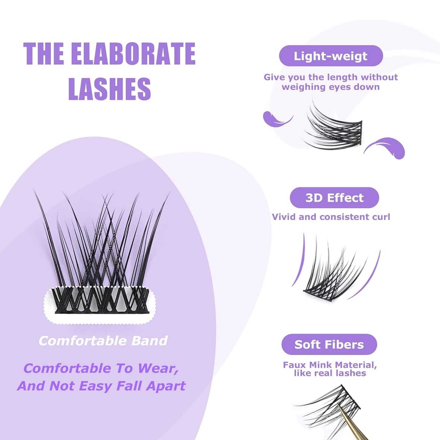 GAQQI Lash Clusters, Eyelash Clusters 120PCS D Curl Individual Lashes, Wispy Cluster Eyelash Extension 10-16mm Mixed Length, Natural Looking Cluster Lashes （GQ03, D Curl, 10-16mm)