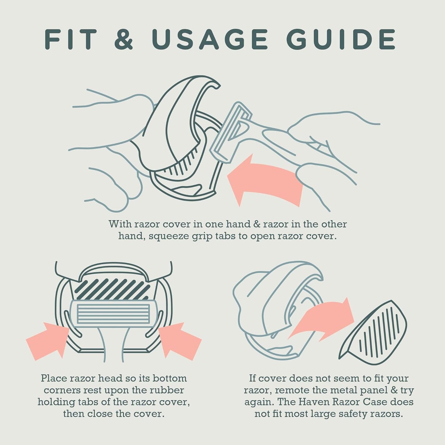 Haven Clip On Razor Protector for Men and Women - Premium Razor Covers Designed to Last - 2 pack (White and Coral)