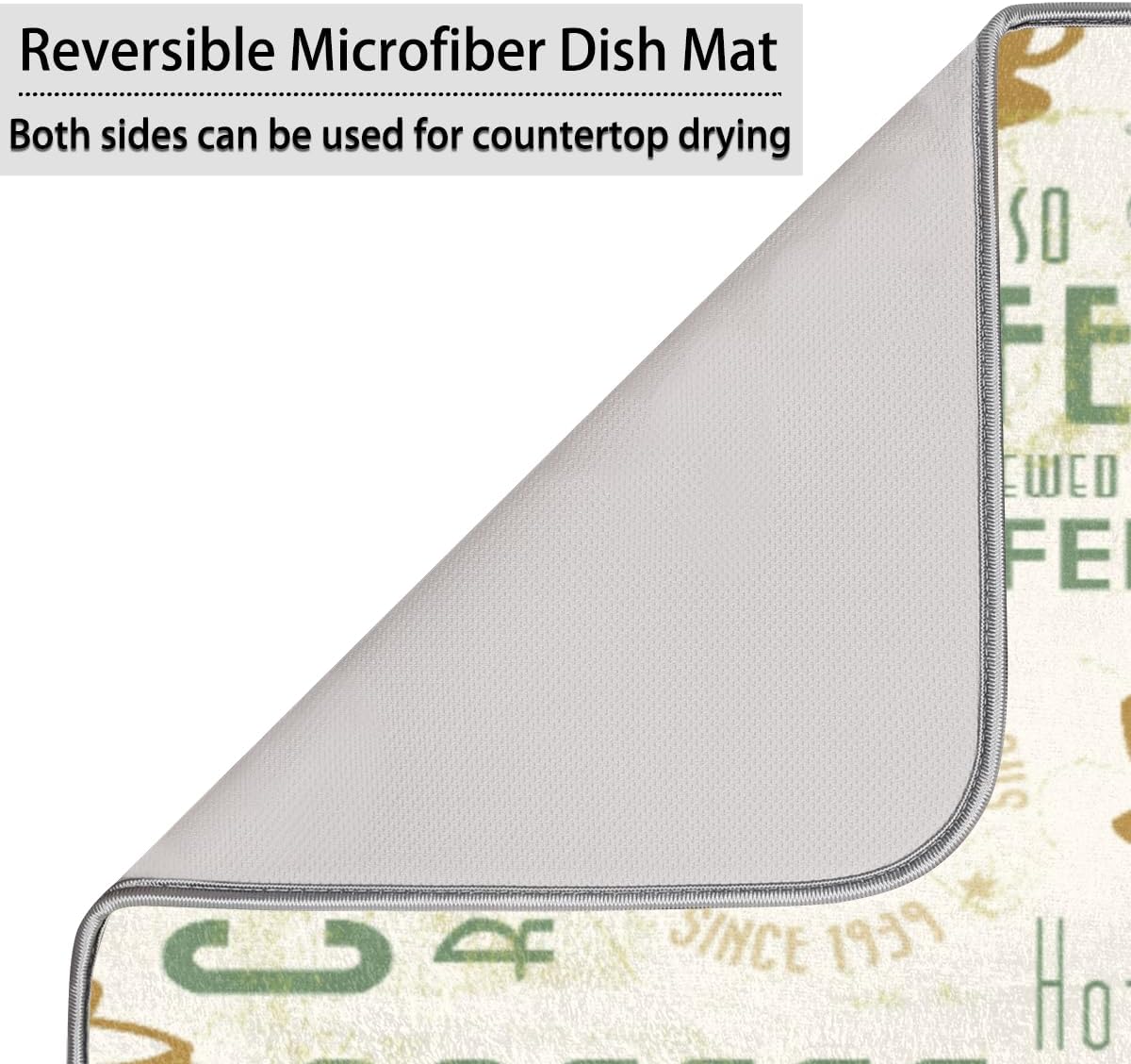 Hexteria Dish Drying Mat for Kitchen Counter, Absorbent Coffee Bar Mat, Dish Drainer Rack Mats for Kitchen Counter, Green