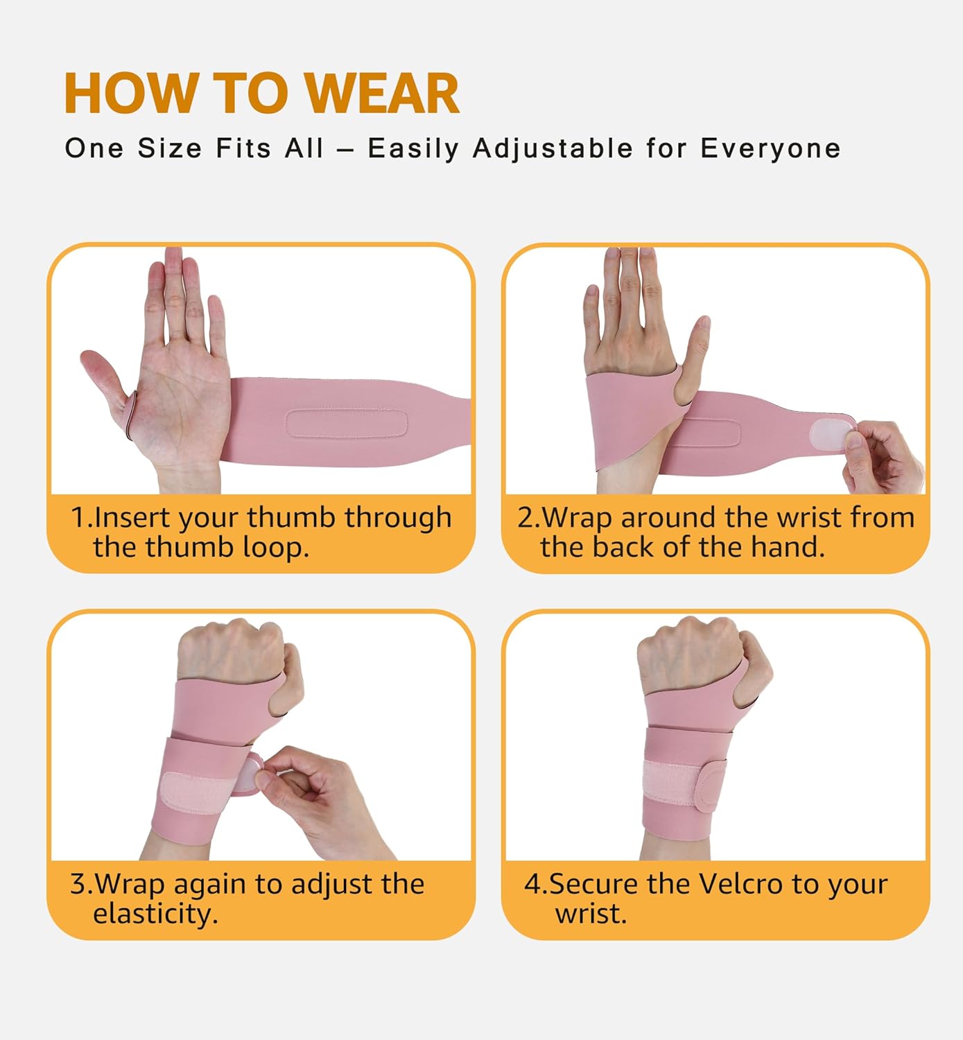 2 Pack Thin Compression Wrist Brace for Men & Women, Adjustable Elastic Wrist Support for Carpal Tunnel Arthritis Tendonitis Sports Pain Relief, Soft & Comfortable Day/Night Wrist Wraps (Pink)