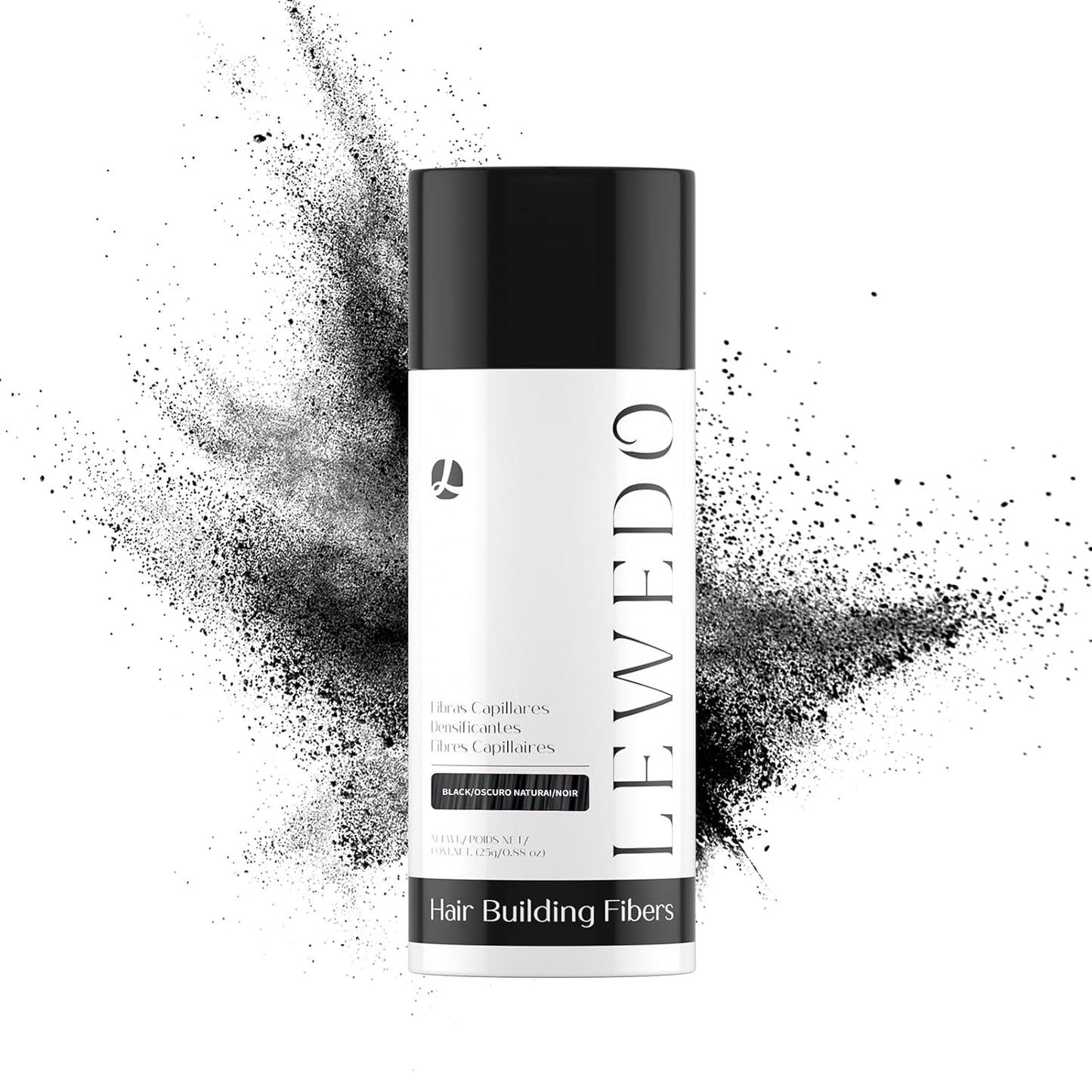 Hair Building Fibers - Instant Volume for Thinning Hair, Natural Appearance with Electrostatic Adsorption,Plant-Based, All-Day Hold, 25G Black