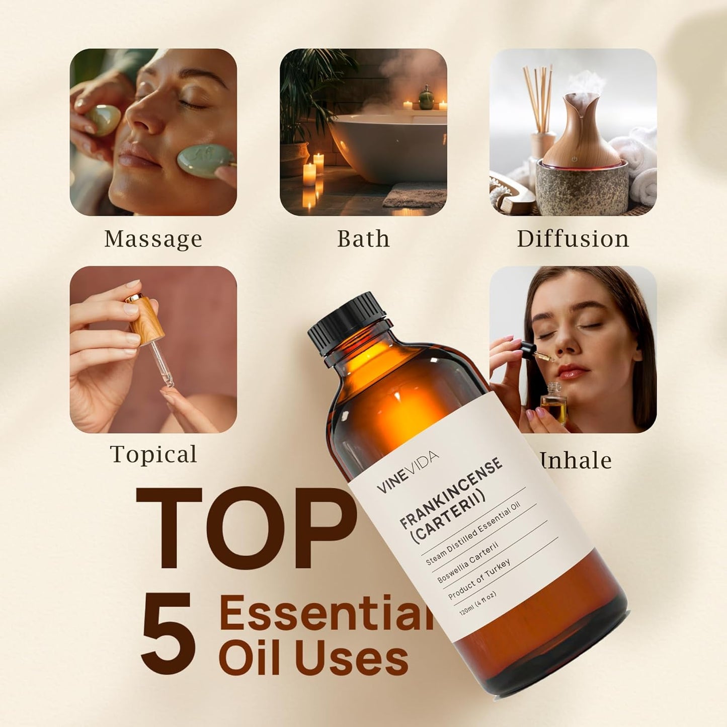 VINEVIDA Frankincense Essential Oil - Undiluted, 10 mL - DIY Candle Scents, Safe for Soap Making