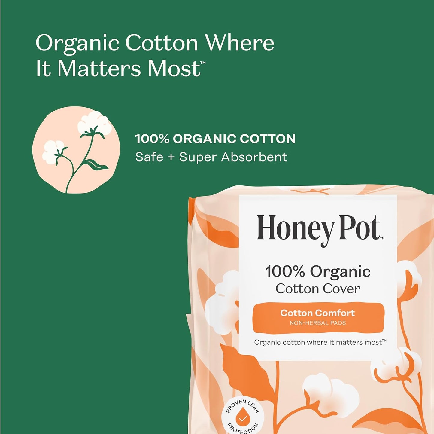 The Honey Pot Company - Sanitary Pads for Women - Non-Herbal Overnight w/Wings - Organic Cotton Cover, & Ultra-Absorbent Pulp Core - Feminine Care - 12 ct