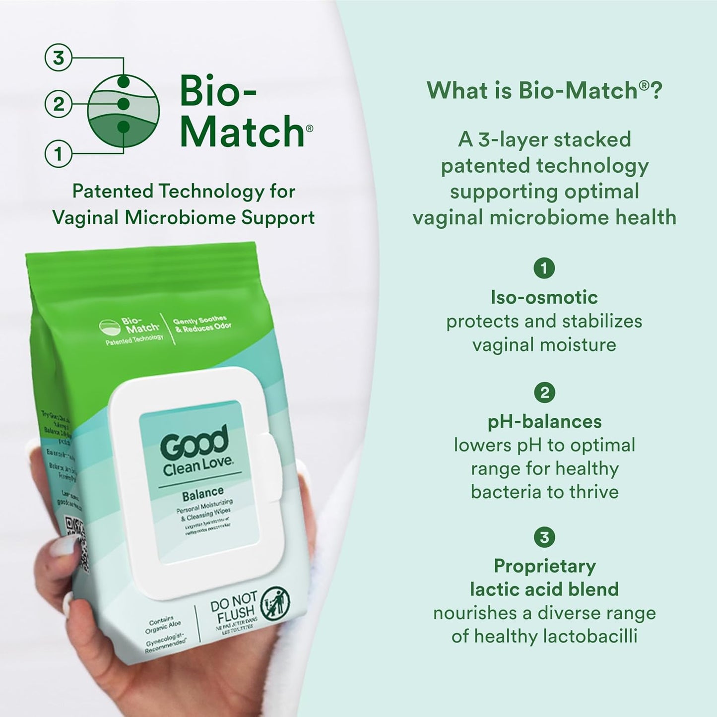 Good Clean Love Balance pH-Balanced Feminine Wipes, Supports Vaginal Health Naturally & Reduces Odor, Non-Irritating Moisturizing & Cleansing Hygiene Product Made with Organic Aloe, (60 Count)