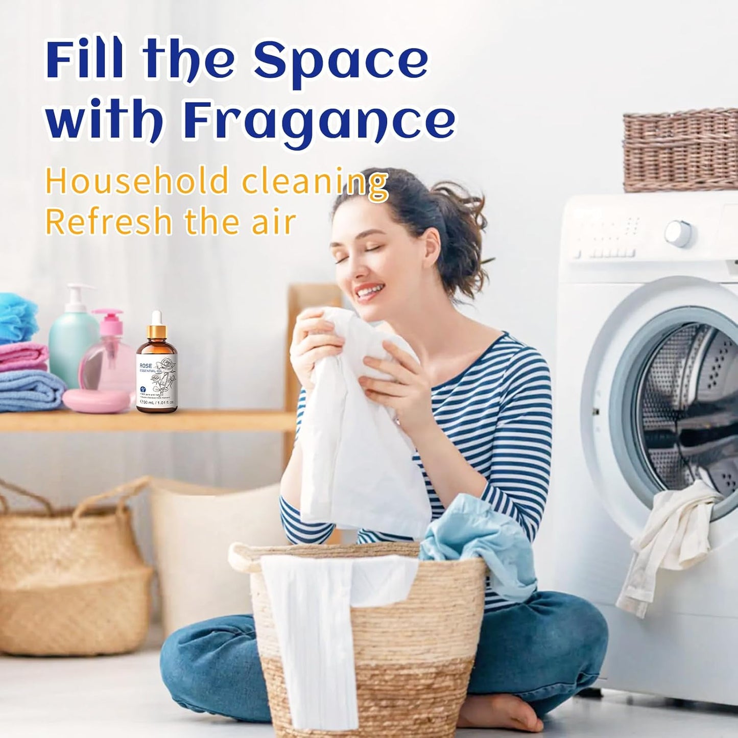 HIQILI Rose Essential Oil 1 Fl Oz, 100% Natural Therapeutic Grade for Aromatherapy, Diffuser, Skin Care, Massage, Includes Premium Quality Glass Dropper