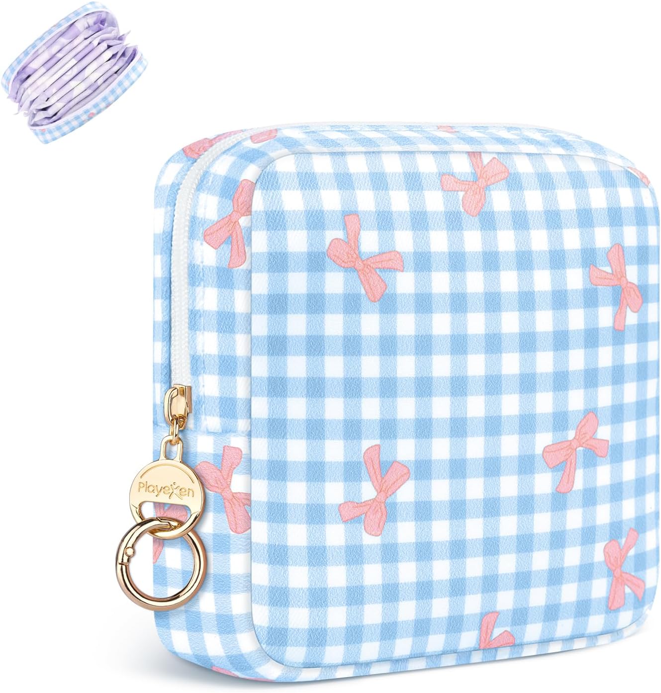 Period Bag for Teen Girls, Canvas Sanitary Napkin Storage Bag with Zipper, Portable Menstrual Pad Bag Tampon Holder for Purse
