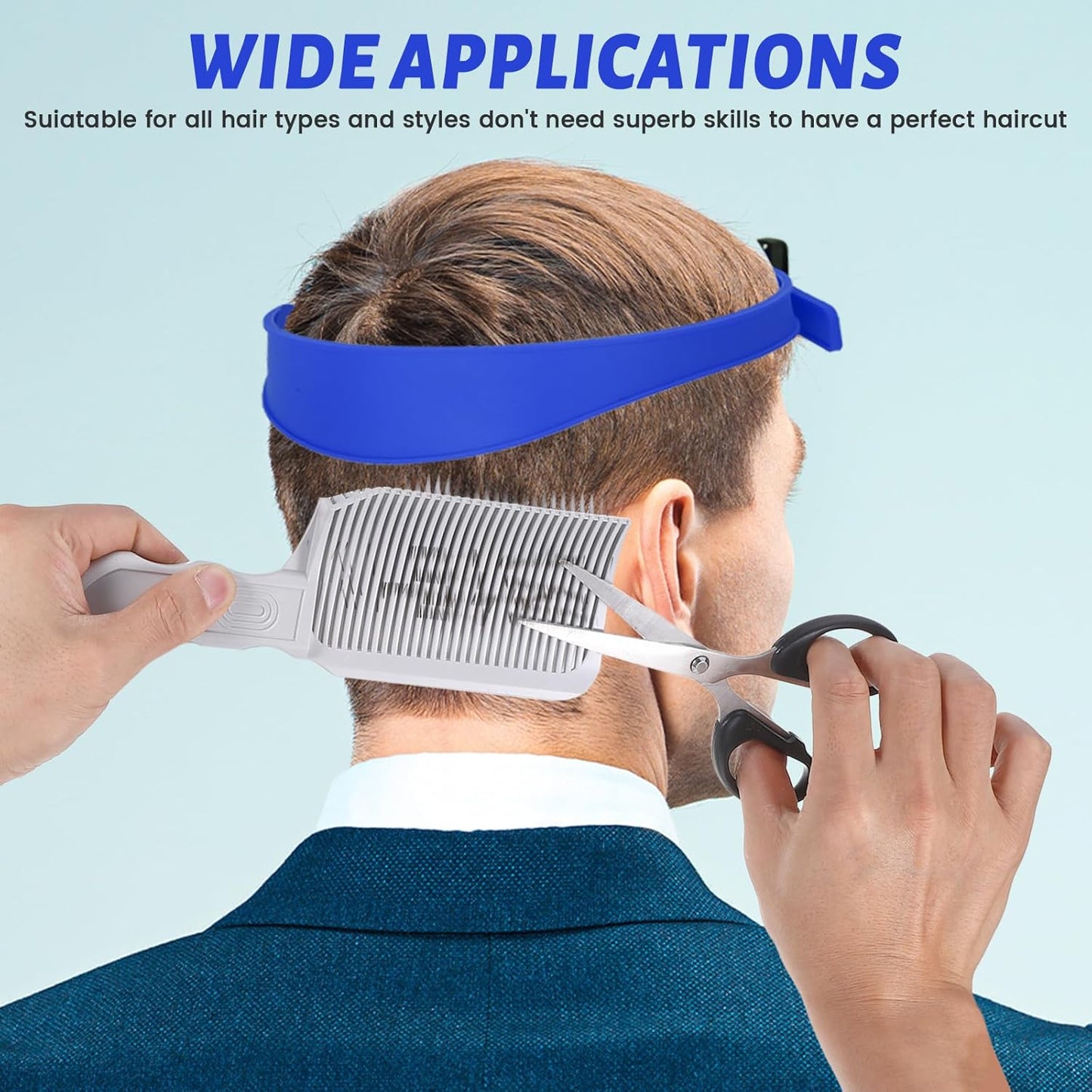 Fade Guide Hair Trimming Set for Men with Fade Comb & Adjustable Curved Haircut Band, Neckline Shaving Template and Barber Comb for DIY Home Haircuts, Guide for Clippers Barber Tools