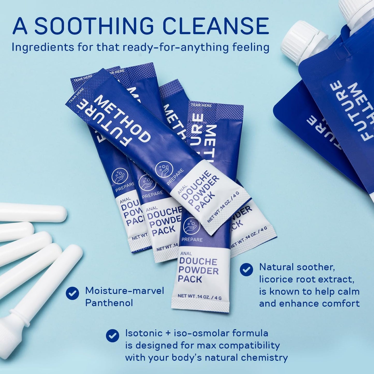 Anal Douche Kit 200ml - Disposable Intimate Wash - All-in-1 Anal Cleaner with Isotonic and Iso-Osmolar Solution - Hydrating and Calming Gentle Care for Safe and Confident Play, (Pack of 5)