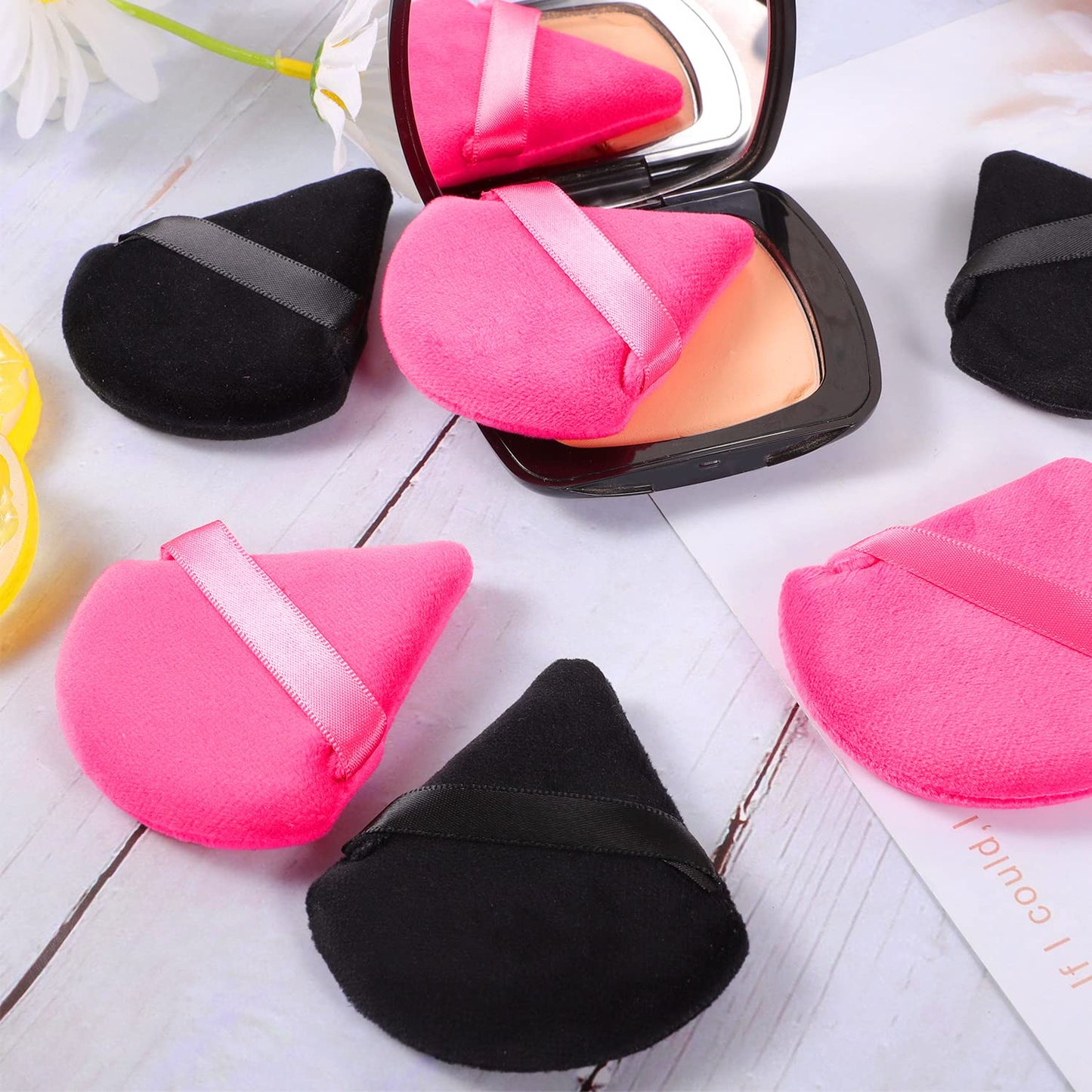Pimoys 6 Pieces Powder Puff Face Soft Triangle Makeup Puff for Loose Powder Setting Powder, Velour Foundation Sponge Makeup Blender Sponge Beauty Makeup Tool