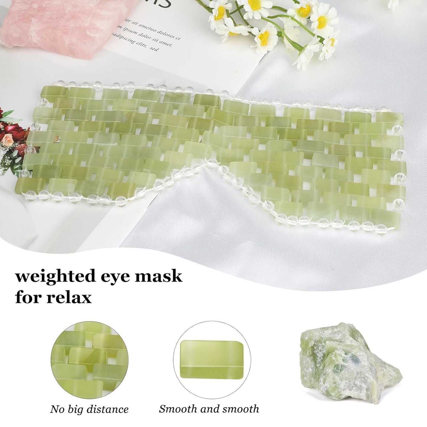 Jade Eye Mask, Facial Cooling Mask with 100% Real Jade for Hot & Cold Therapy to Reduce Wrinkles, Puffiness, Migraines, and Anti-Aging