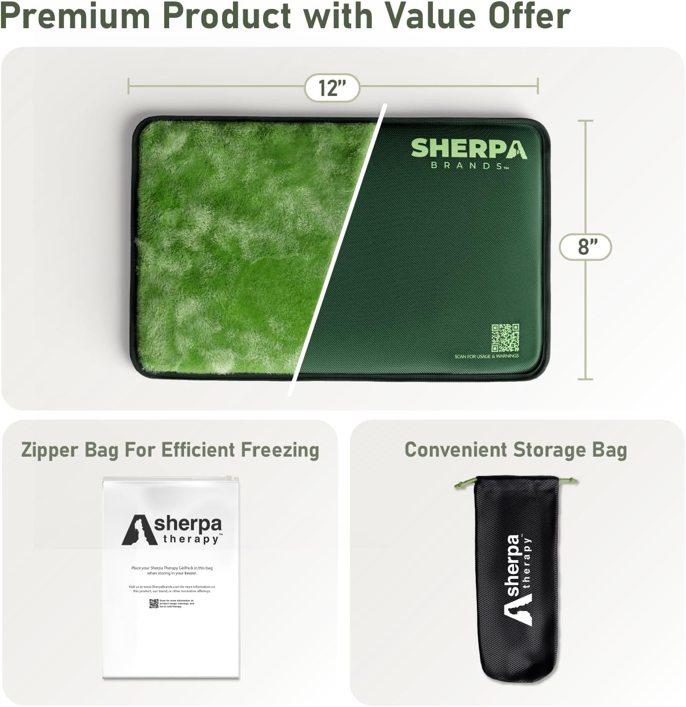 Medium Flexible Gel Ice Packs for Injuries Reusable - Soft Hot and Cold Packs for Injuries for Ankle, Arm, Foot, Leg, Back Pain Relief - 8" x 12" - 2PK - Green