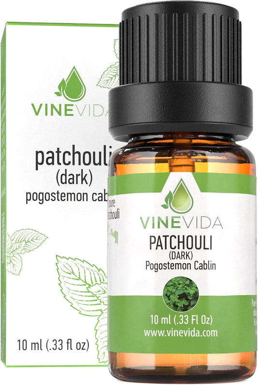 VINEVIDA Patchouli Essential Oil 10 mL - Undiluted Patchouli Oil 10 mL - Patchouli - DIY Candle Scents for Candlemaking - 10 mL Essential Oil for Soap Making Safe for Skin (4OZV-OBP-PAT-30P-10ML)