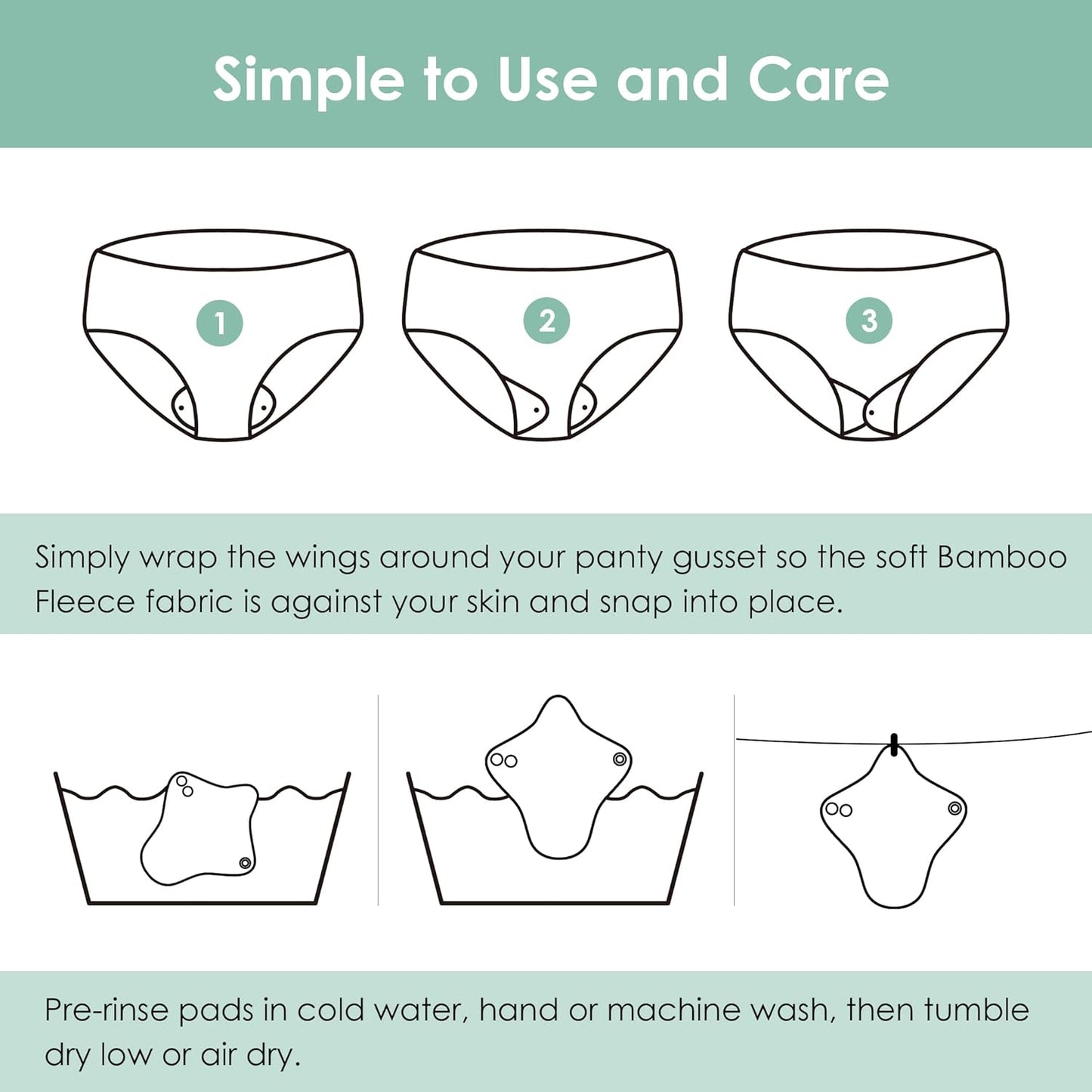 wegreeco 6 Pcs Reusable Menstrual Pads, Ultra Absorbent Cloth Pads for Heavy Flow, Sanitary for Teens, Women, Nonslip Panty Liners + Bag (Burgundy, Starter Kit Set)