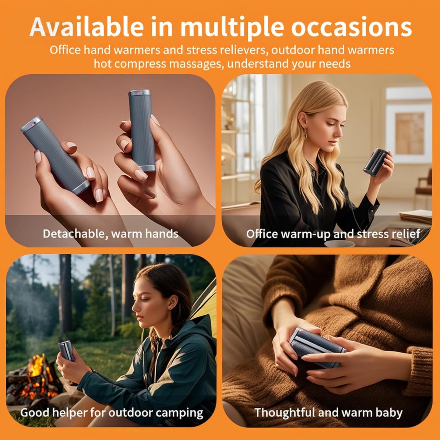 Hand Warmers Rechargeable 2 Pack, Electric Hand Warmers Reusable, UL Certified, 3-Settings, 12Hrs, Handheld Fidget Toy for Adults, Hunting Essentials, Christmas Birthday Gifts for Her Women Man