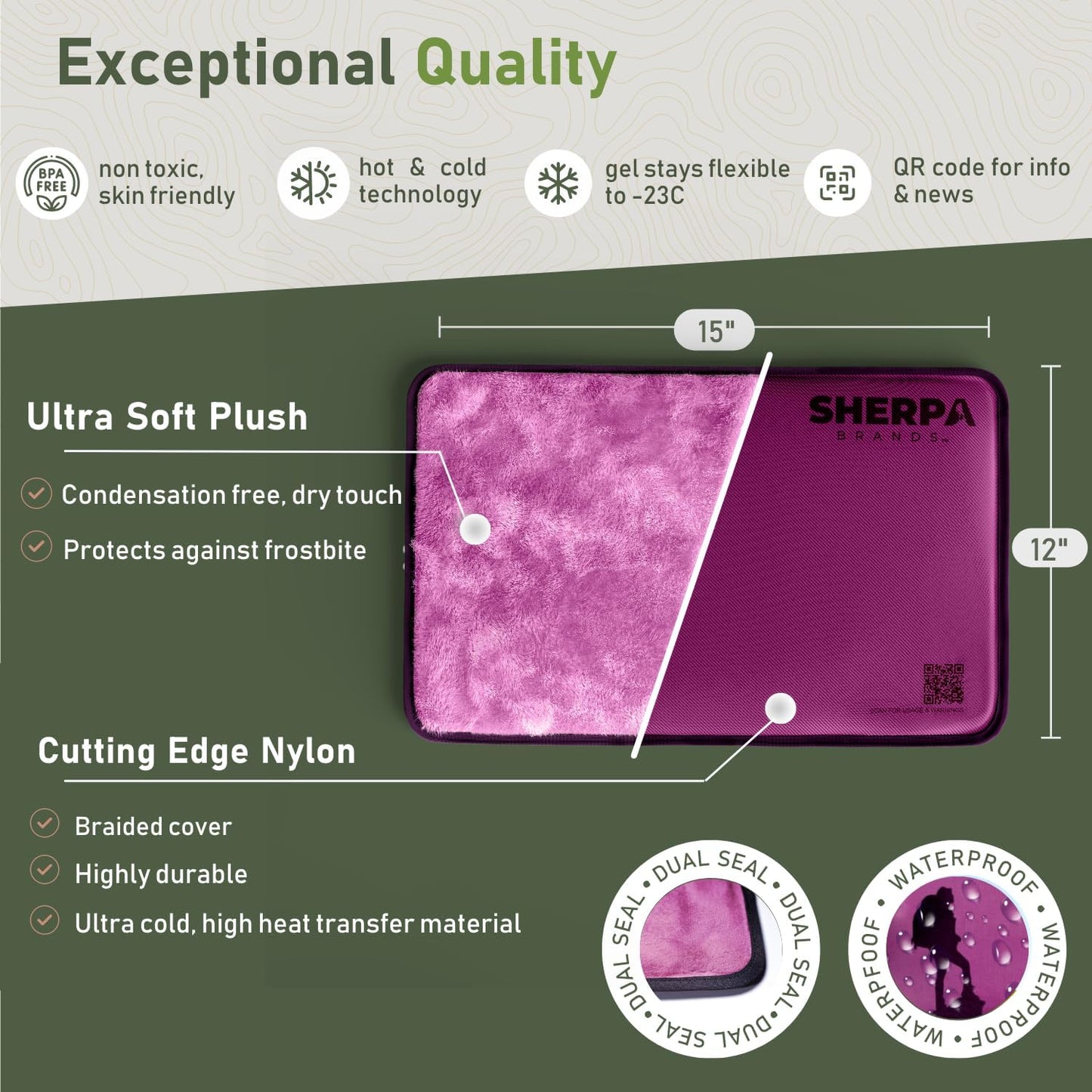 Large Ice Packs for Injuries Reusable - Soft Gel Hot and Cold Packs for Injuries, Hip, Shoulder, Back Pain Relief - 12" x 15" - Purple