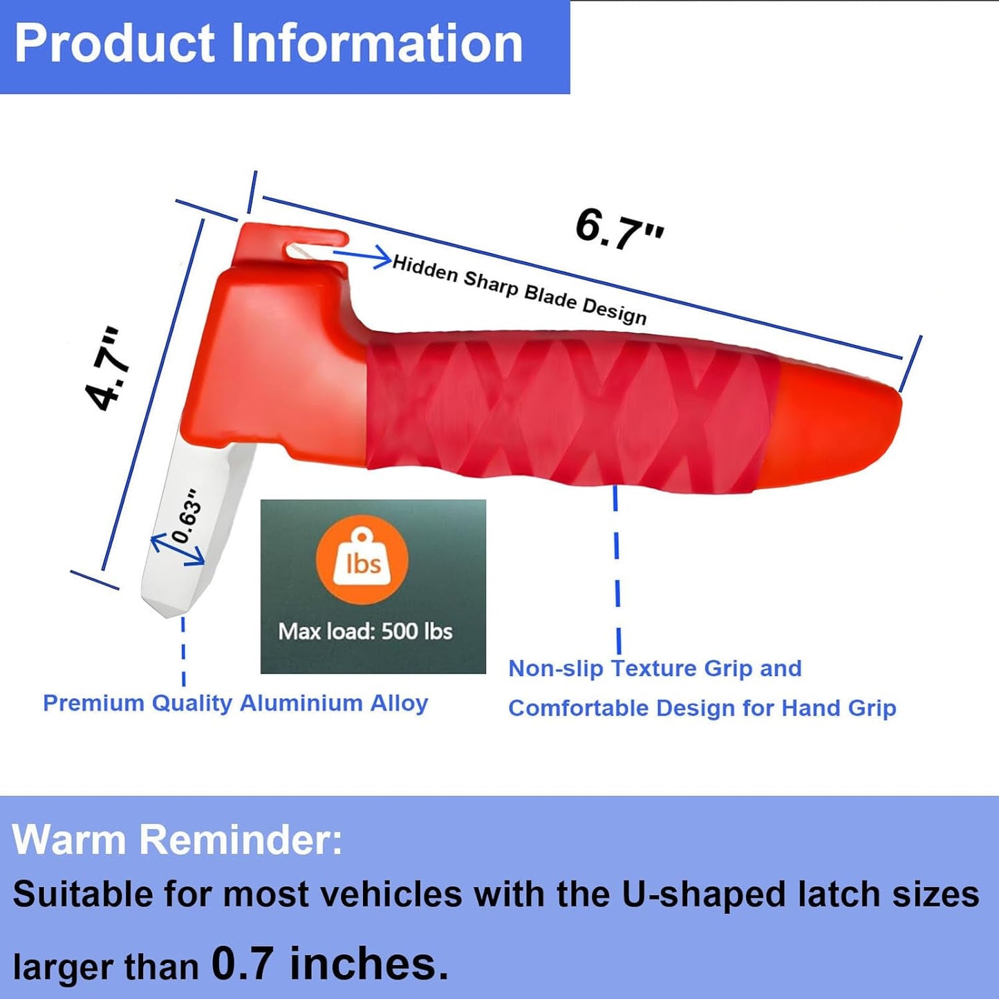 2 Pack Car Door Handle for Elderly, 3-in-1 Multifunctional Handle Assist, Ultra Grip Mobility Handle for Car, Portable Vehicle Support Door Assist Bar, Max Load 500 Lbs, Anti-Slip Design, Orange