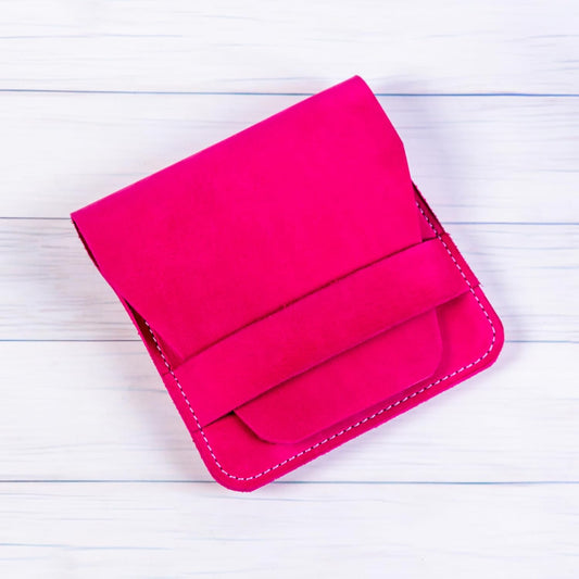 Leather Manicure Set Case Grooming Kit Organizer (Fuchsia)